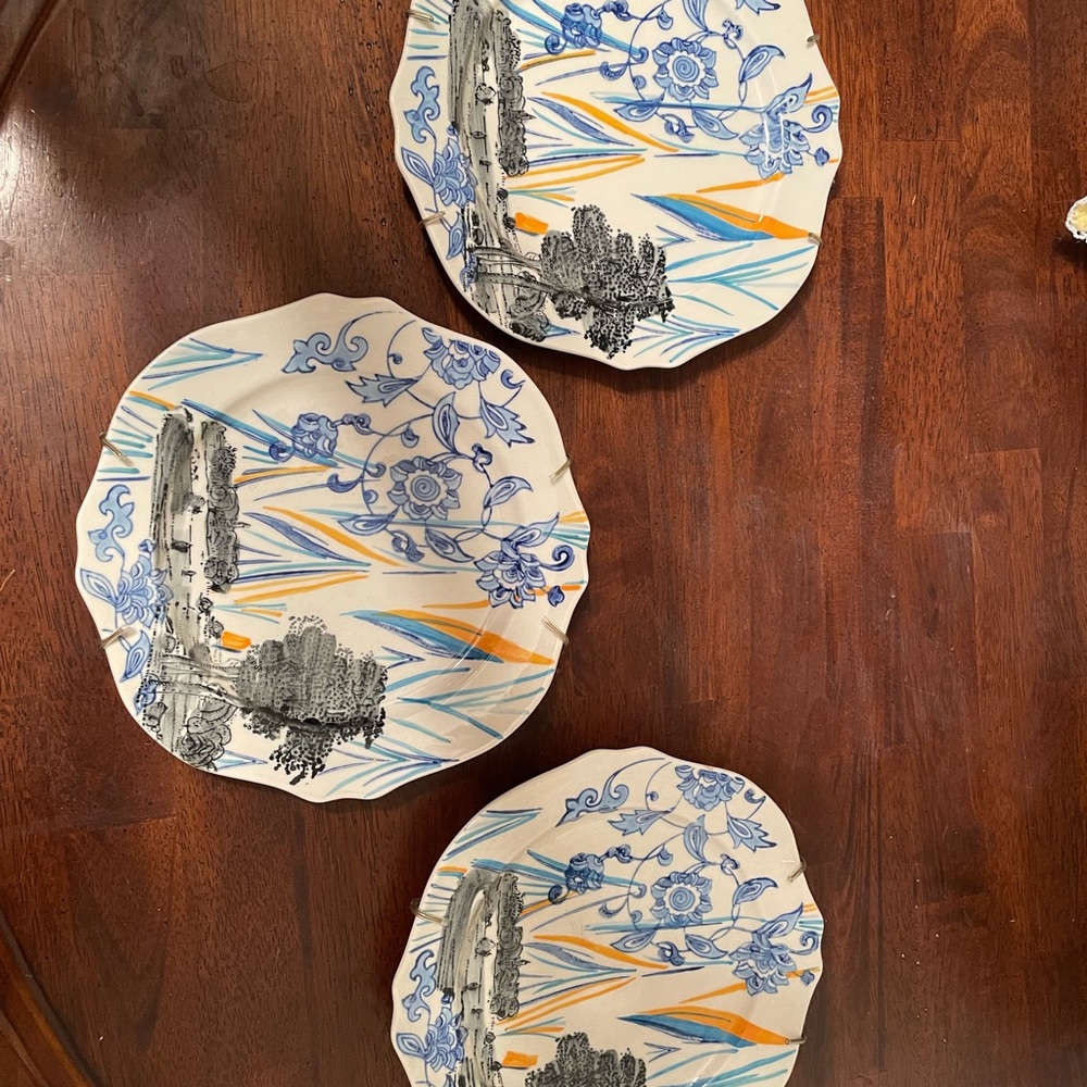 Three Anthropology decor plates
